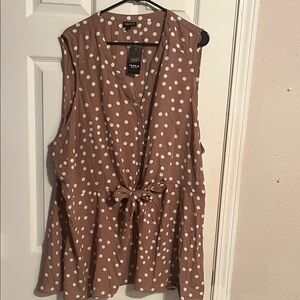 Torrid Tan Polka Dot Sleeveless Blouse